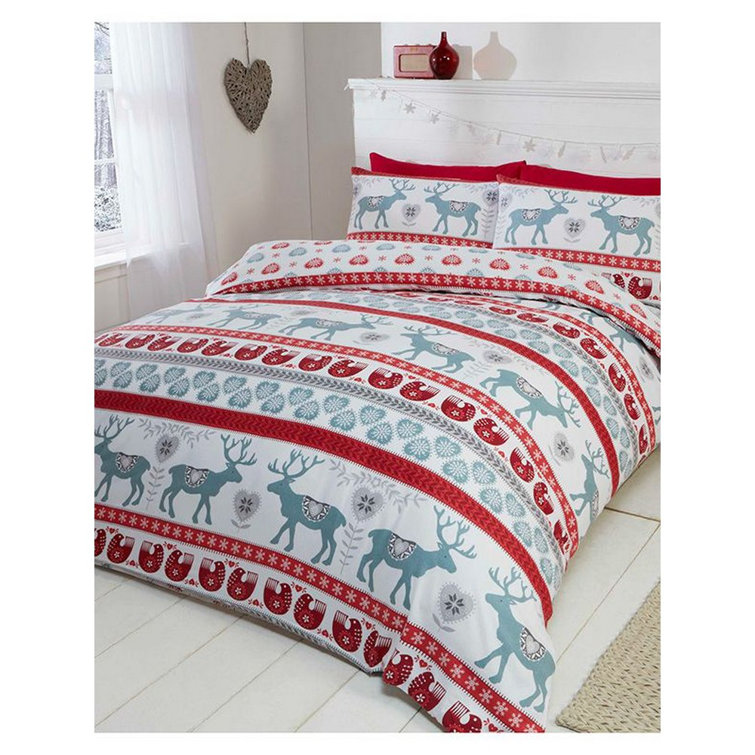 The Seasonal Aisle Scandi Brushed Cotton Christmas Duvet Cover Set